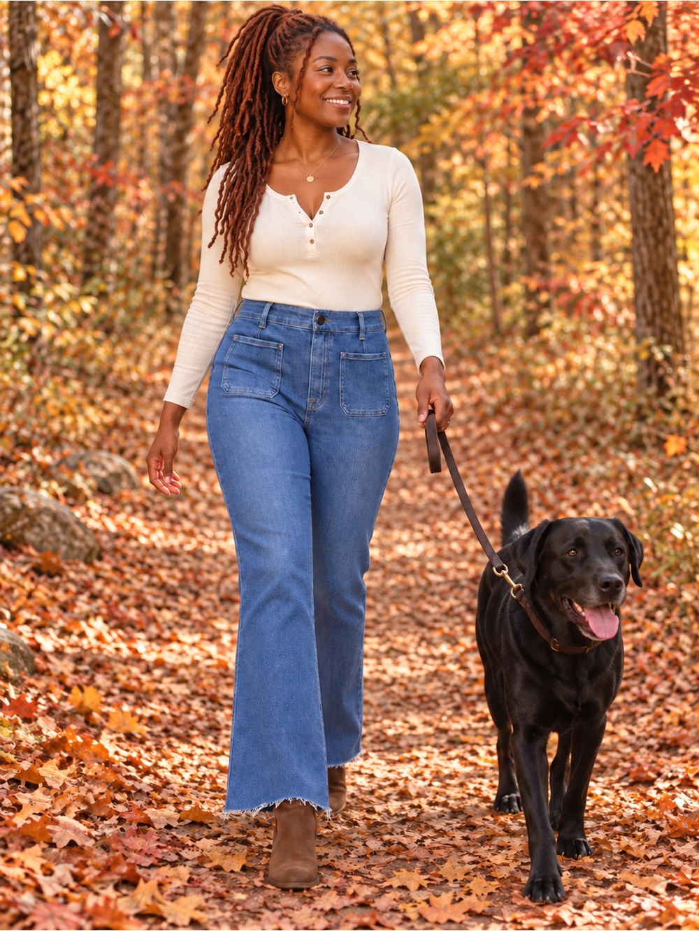 SPANX High-Rise Flare Jeans in Blue Wash